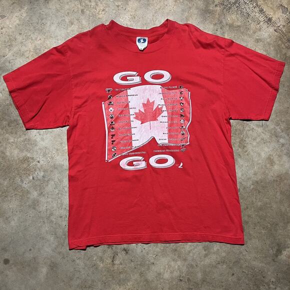 Vintage 90s Go Canada Go Red Hockey NHL Shirt - Picture 1 of 3